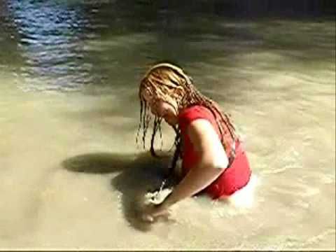 girl wet jeans in river 2