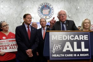Senator Bernie Sanders (I-VT) speaks during an event to introduce the "Medicare for All Act of 2017